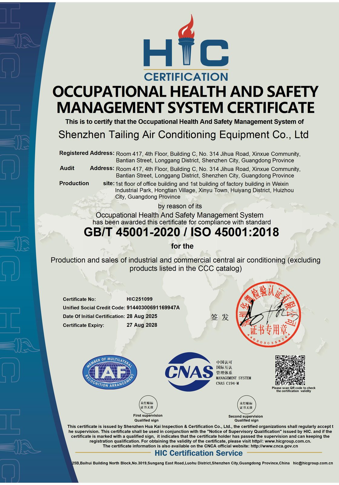 ISO 45001 certificate